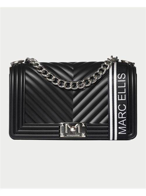 Borsa nera Marc Ellis con tracolla in catena MARC ELLIS | FLAT M 25BLACK/SATIN SILVER